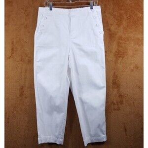 TALBOTS Jeans Womens Size 12 White Tapered Leg High Waisted Sailor Jean
